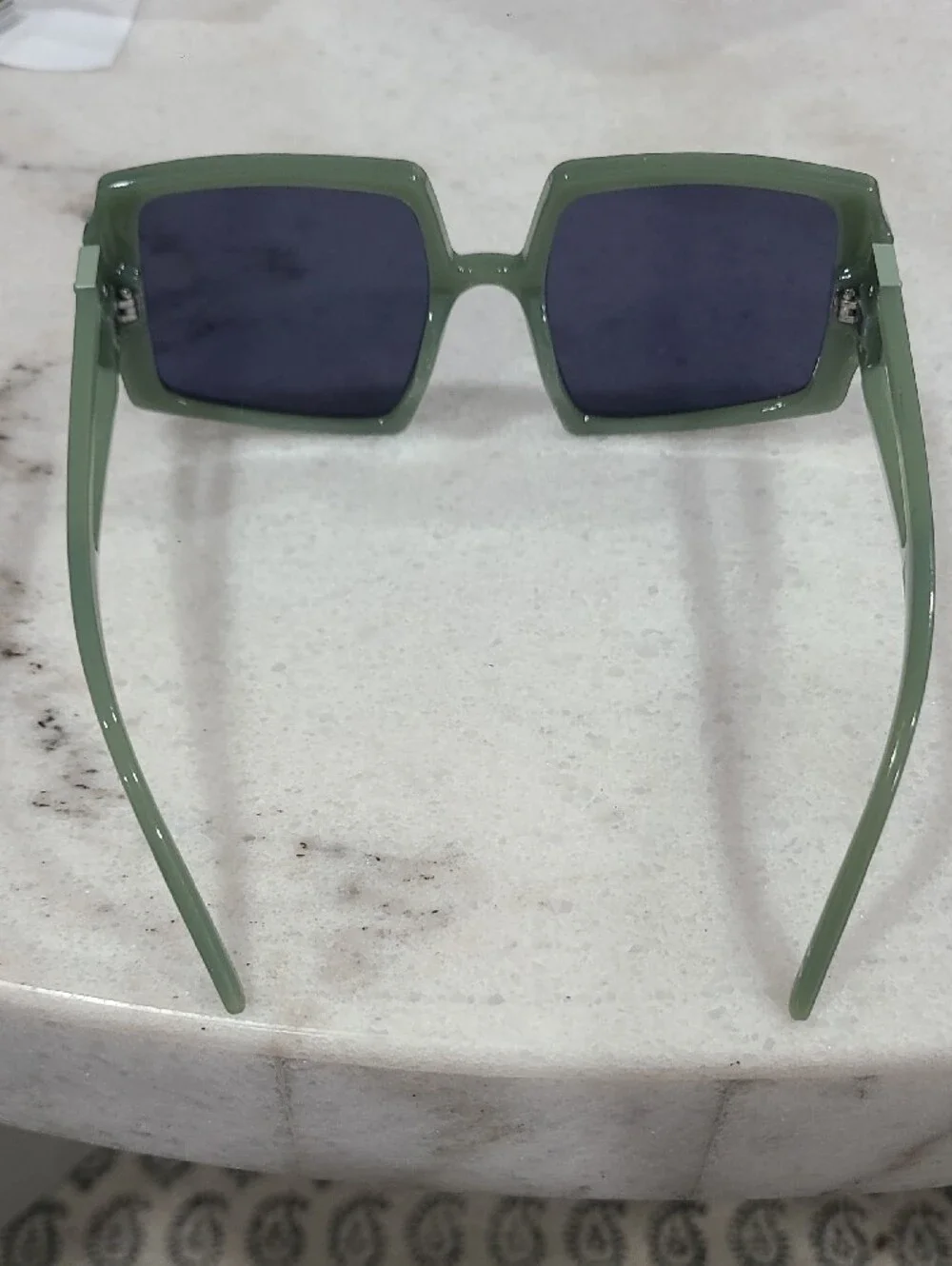 Square Olive Green Women's Sunglasses with Dark Lenses